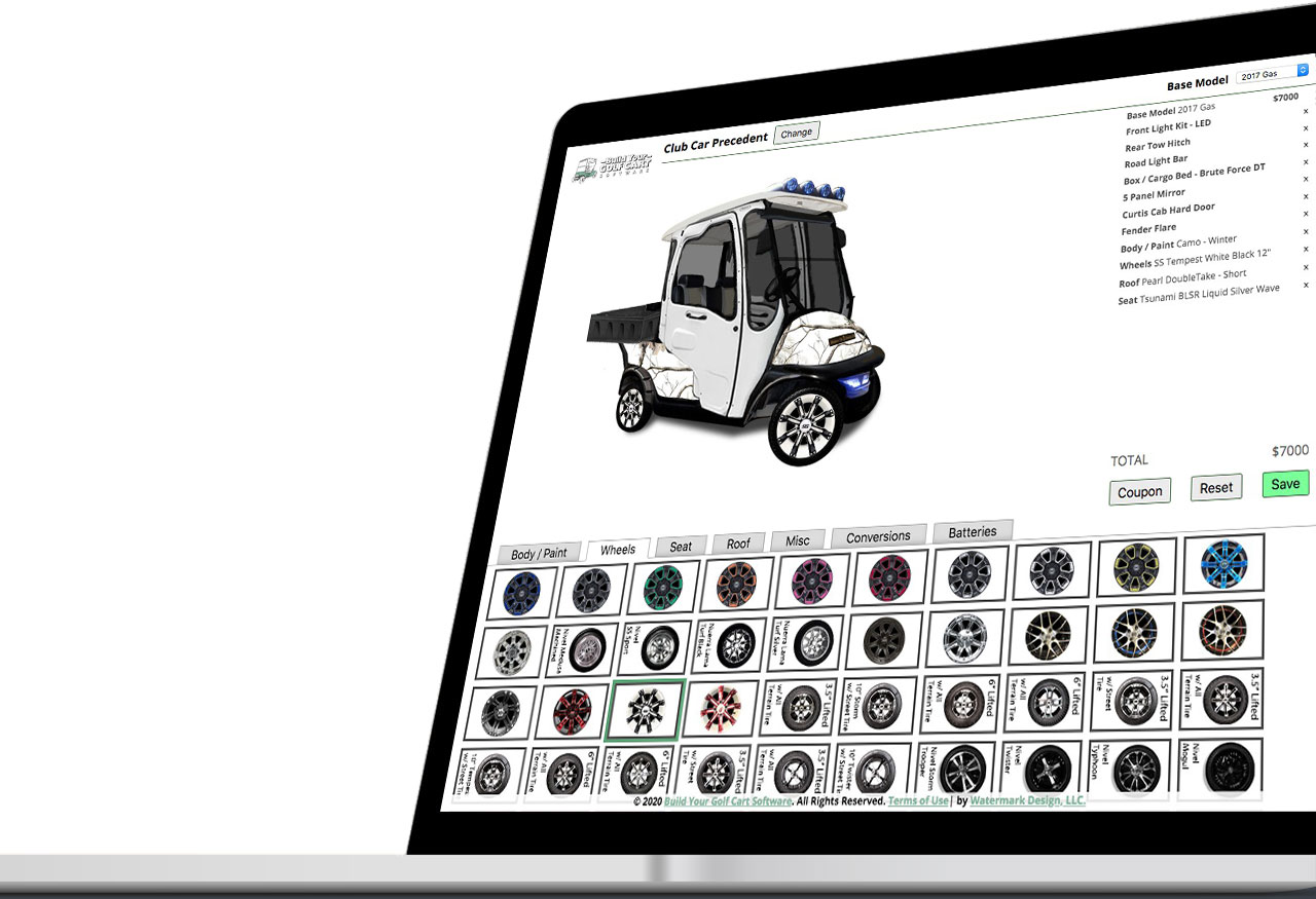build your golf cart online software