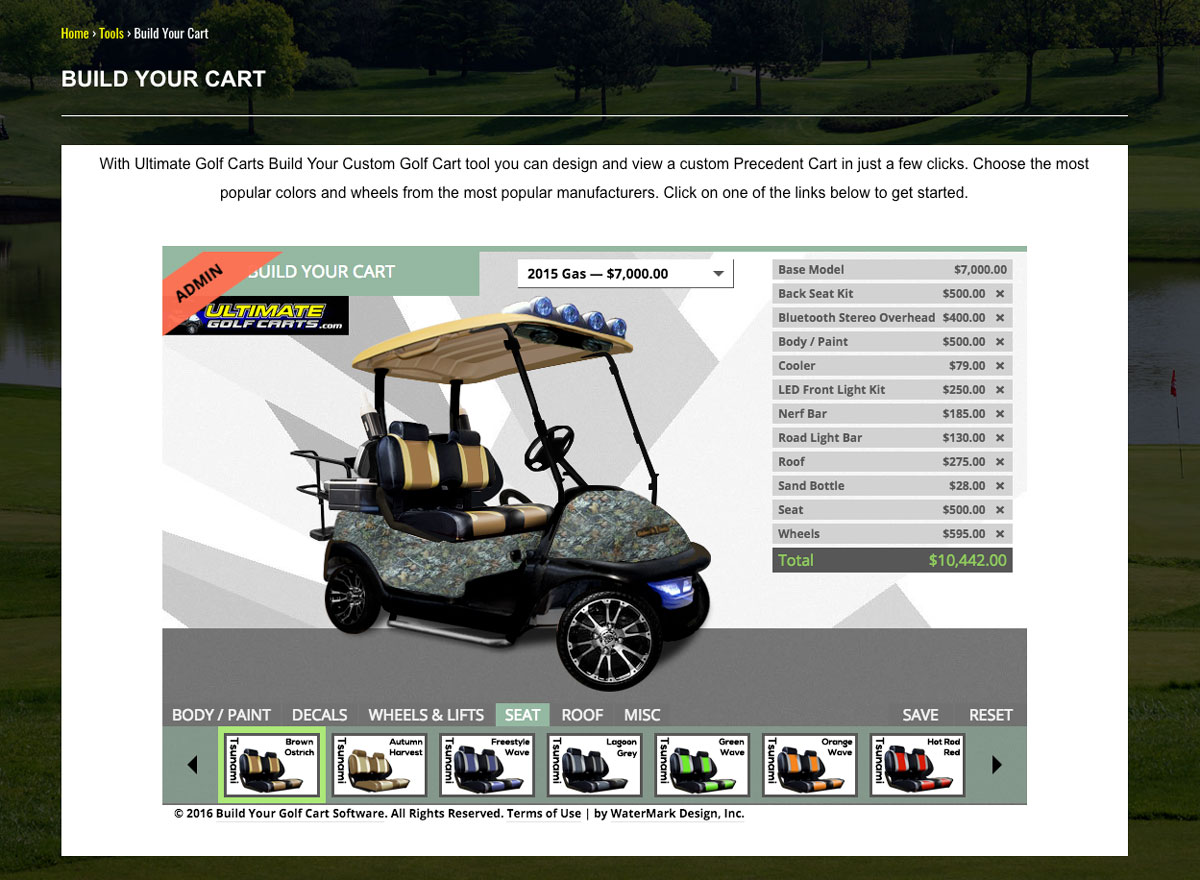 ultimate golf cart web app