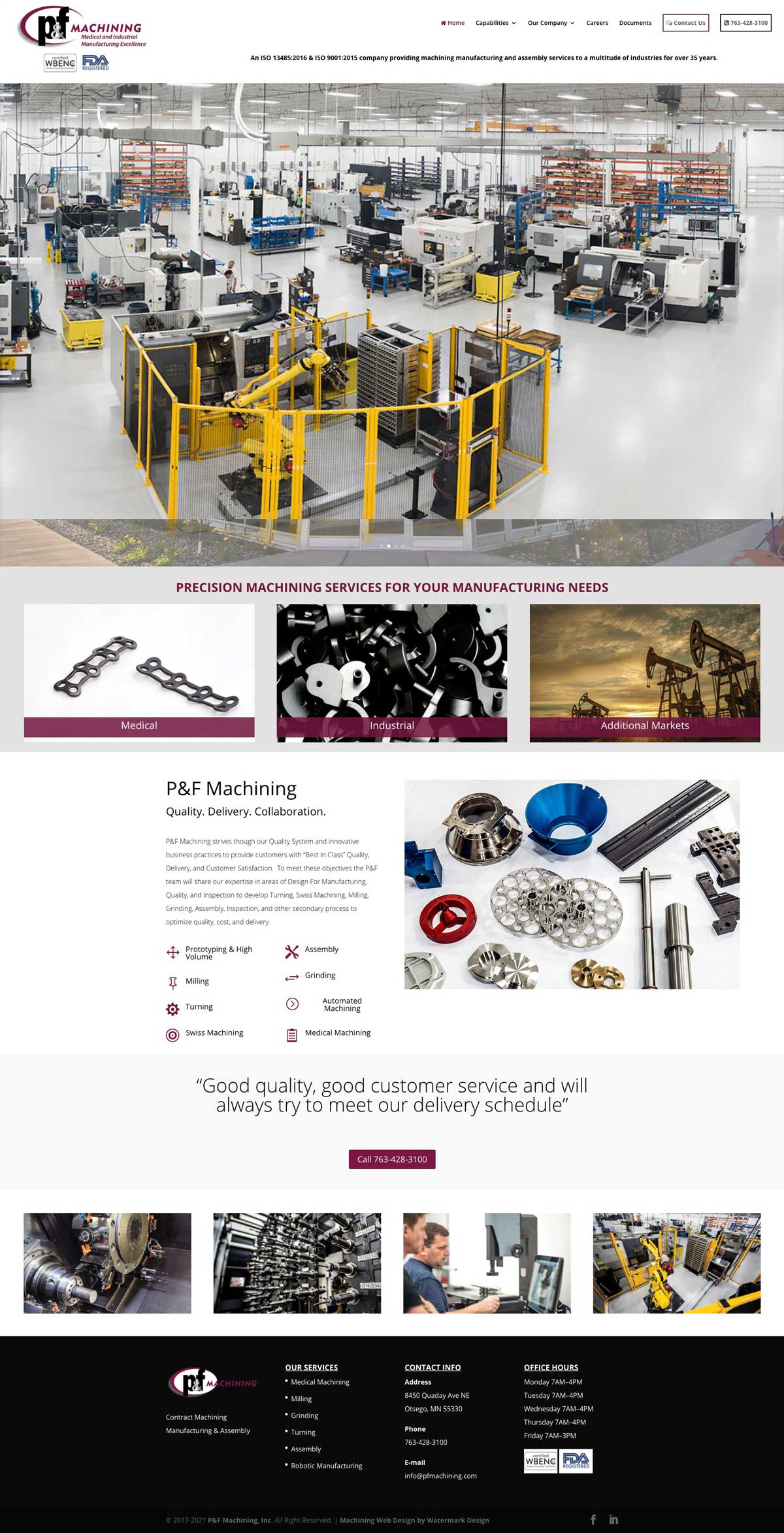 p&f machining website design 01