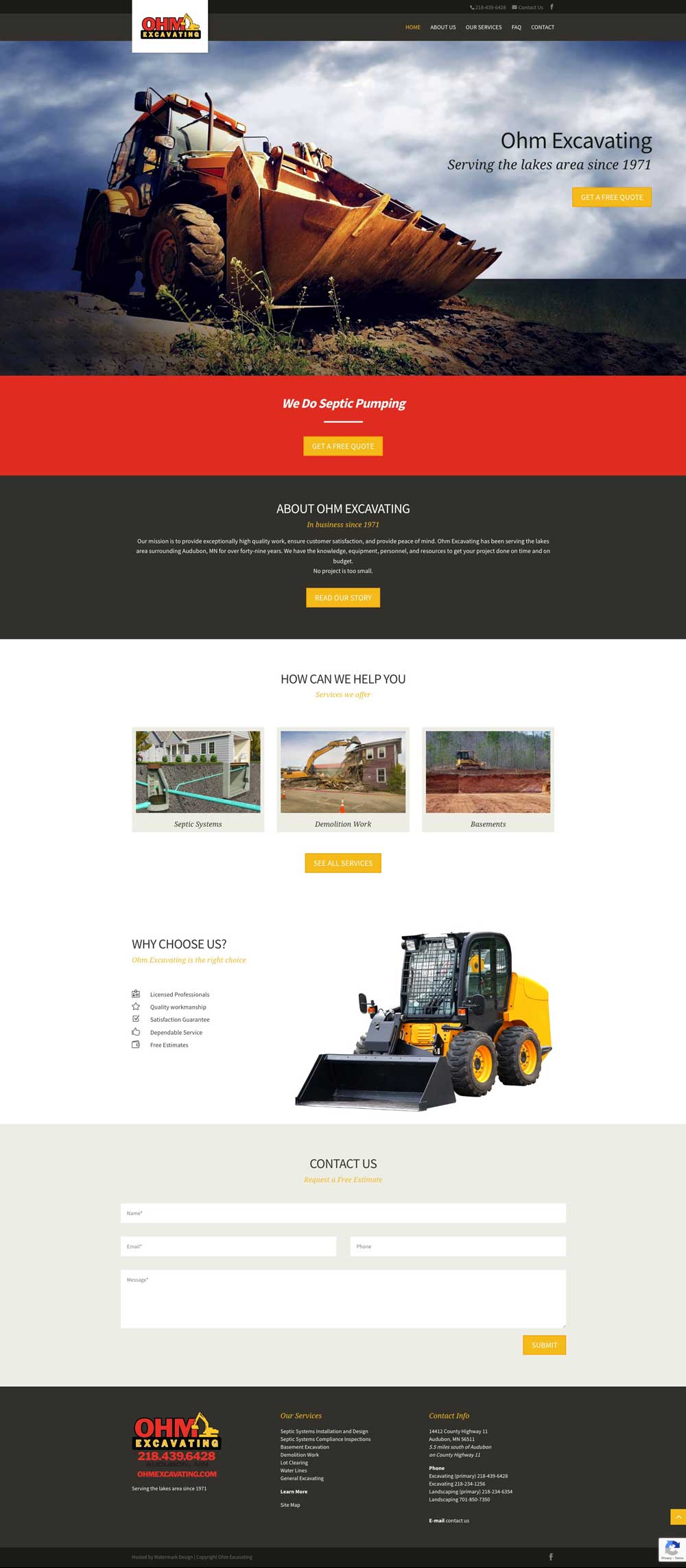 OHM Excavating website design project 3