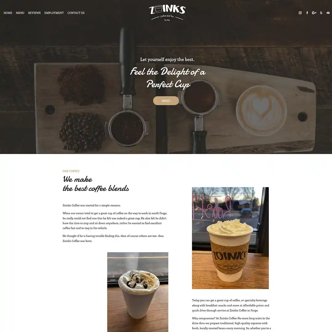 coffee shop website design 1