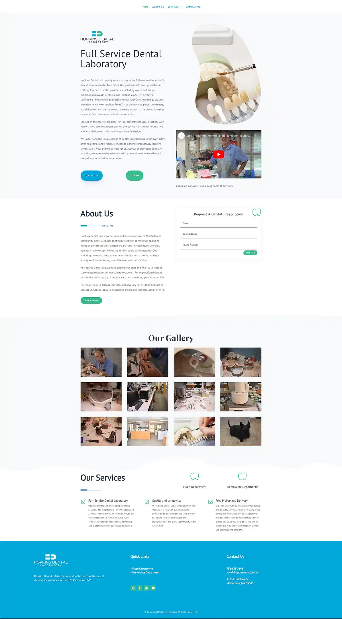 Hopkins Dental Laboratory website build