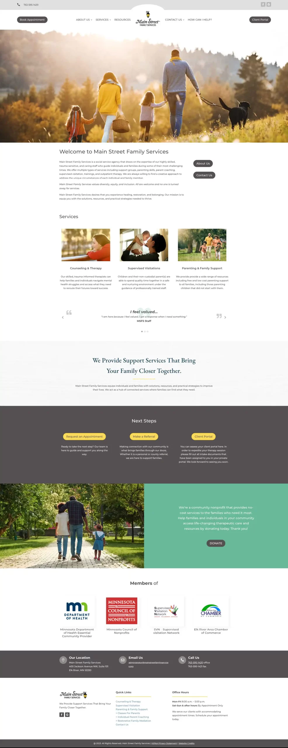 main street family services website design 1