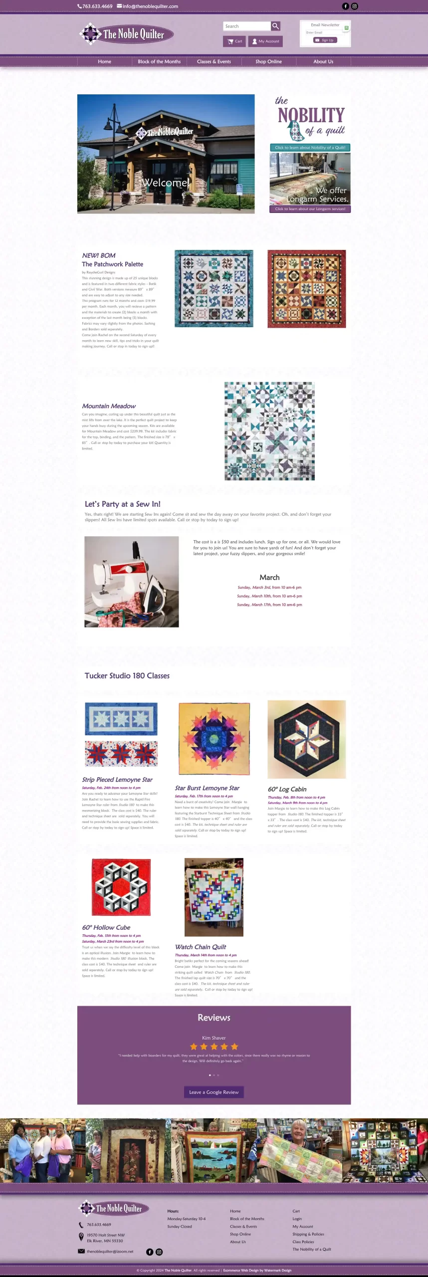 the noble quilter website design